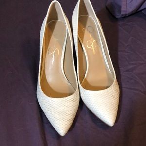 Bone Snakeskin Stilettos